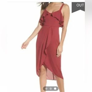 Cooper St Dress size 10 Mulberry/Red Capulet Drape Ruffled neckline- Nordstrom